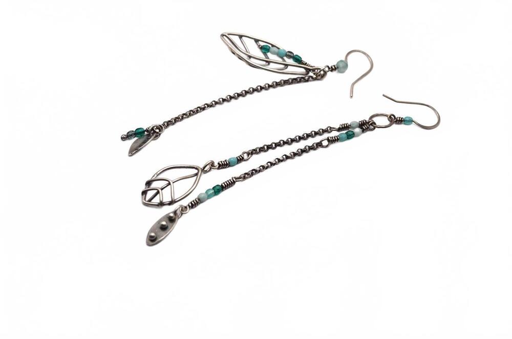 NEW ERIN AUSTIN shoulder dusters earrings in aqua